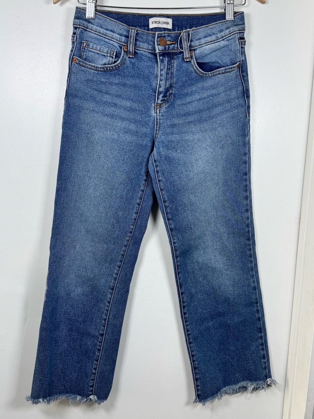 Sneak Peek cropped straight-leg Denim jeans medium wash Womenโs 25 NEW No Tags
